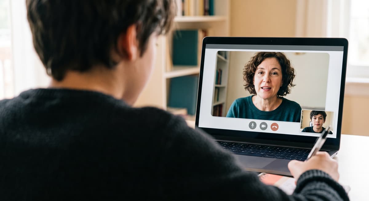 A teacher and student in a one to one online lesson